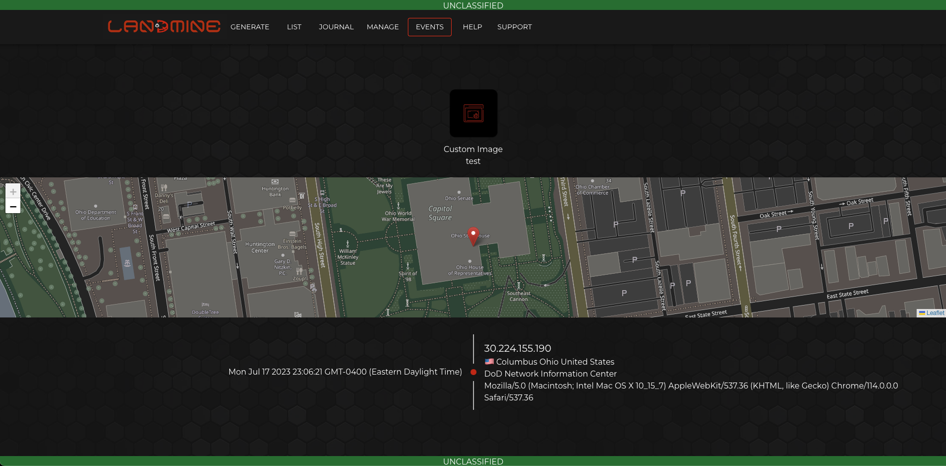 Landmine Events Log